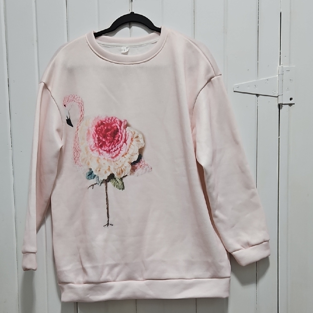 Pink Floral Crew Neck Sweater